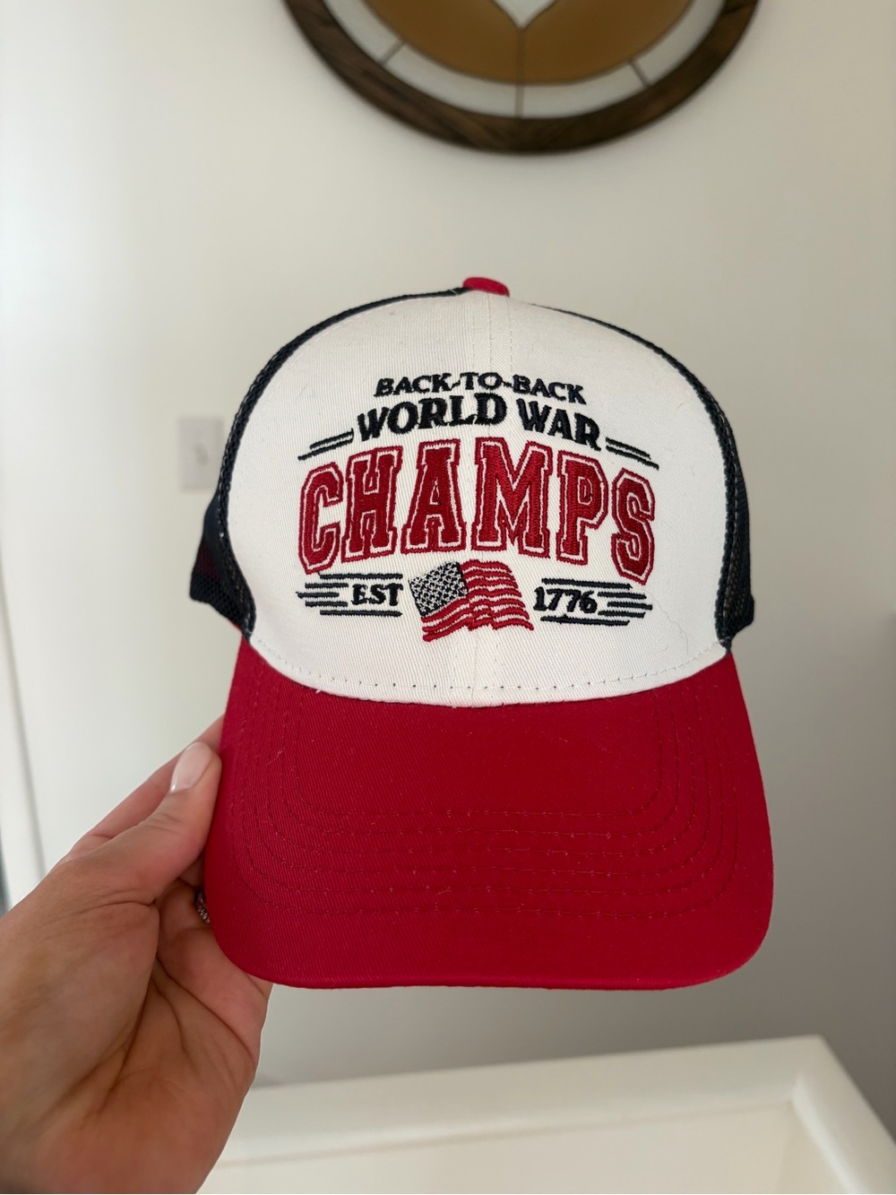 Unbranded Red, White & Blue 'Champs' Trucker Hat